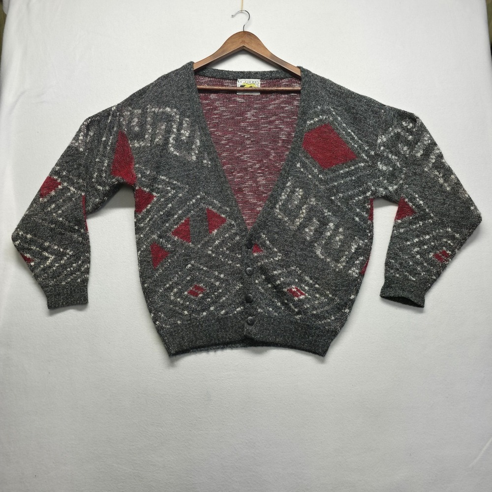 Vintage Le Tigre Men's Gray Cardigan Sweater Size Large